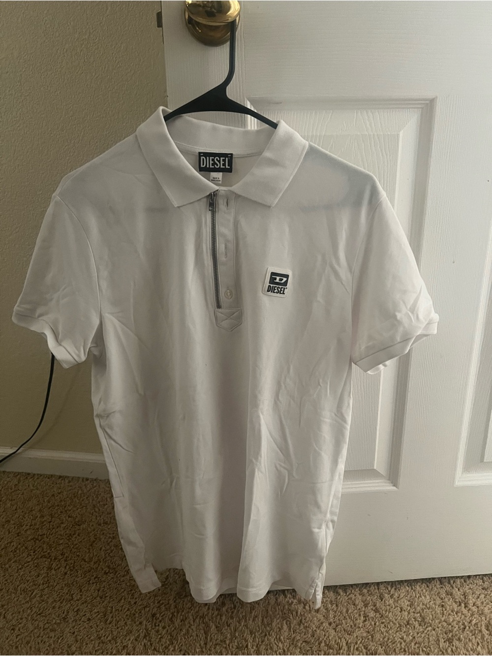 Diesel White Short-Sleeve Zip Polo